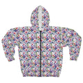 Unisex Zip Hoodie - Flower Pattern Fleece Jacket - DipaliZ