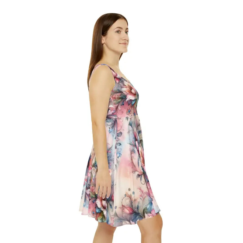 Floral Skater Dress - Vibrant Garden Print - DipaliZ