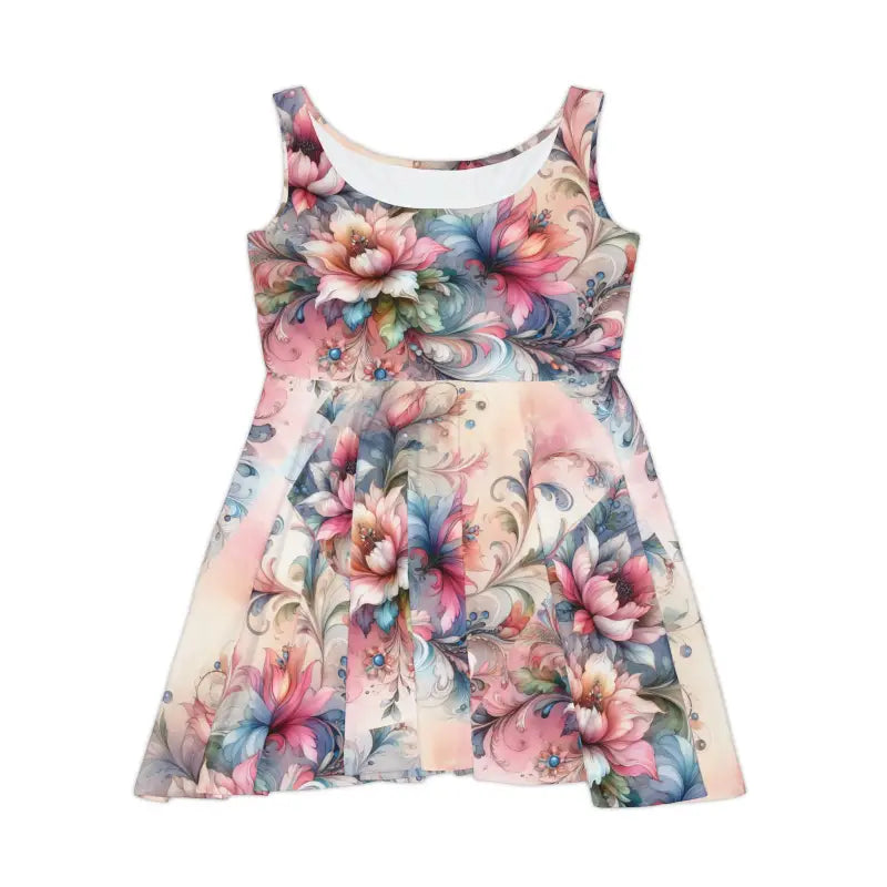 Floral Skater Dress - Vibrant Garden Print - DipaliZ