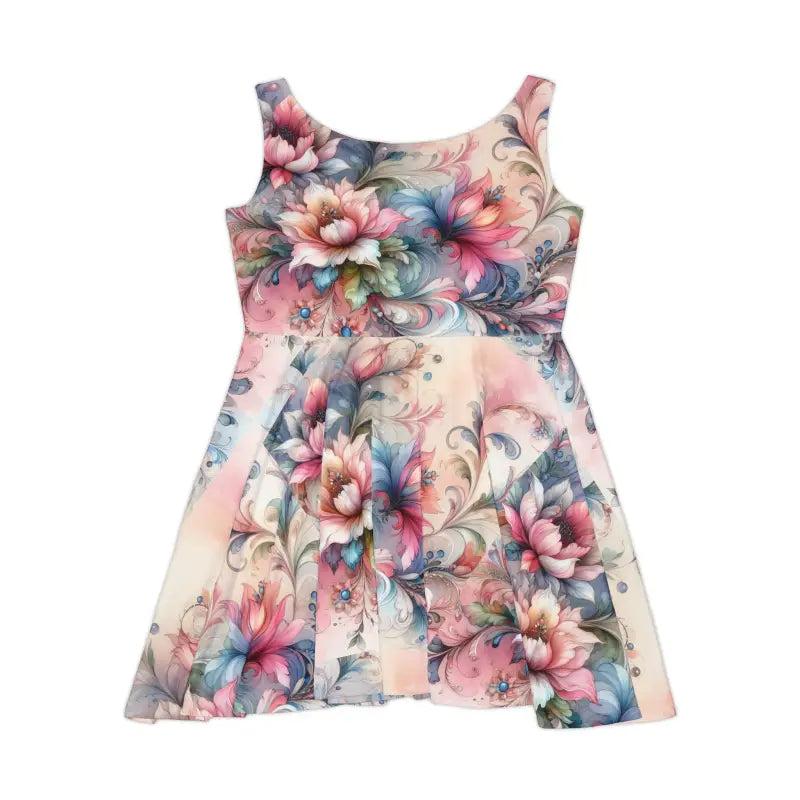 Floral Skater Dress - Vibrant Garden Print - DipaliZ