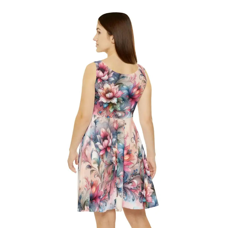 Floral Skater Dress - Vibrant Garden Print - DipaliZ