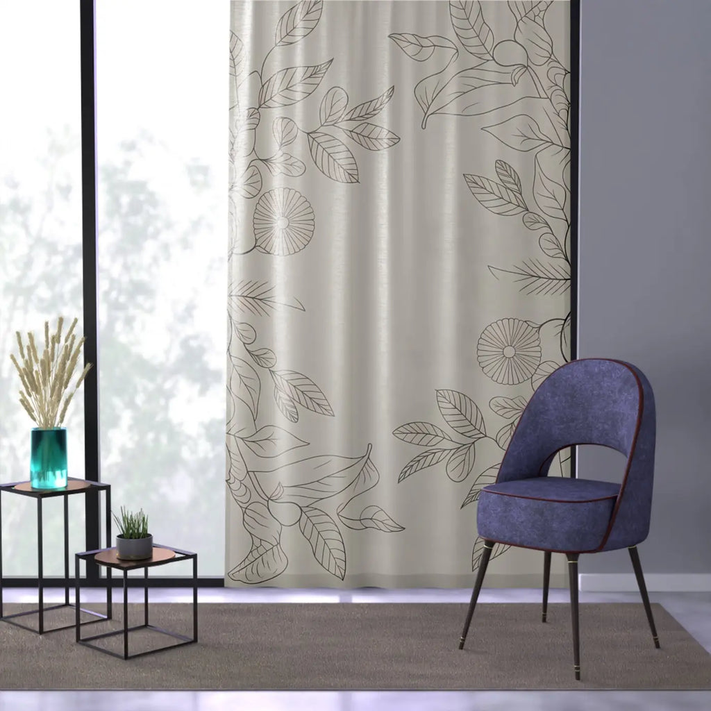 Flower Sketch Window Curtains - Elegant Home Decor - DipaliZ