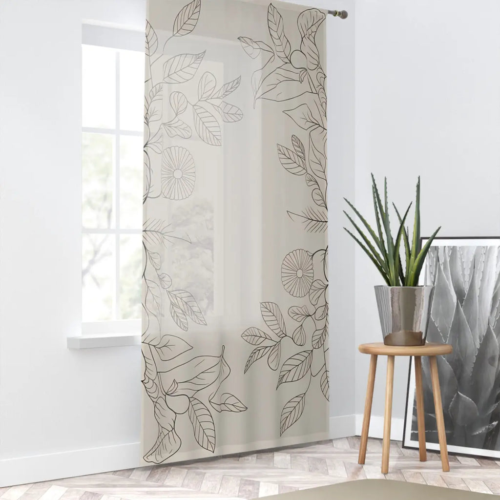 Flower Sketch Window Curtains - Elegant Home Decor - DipaliZ