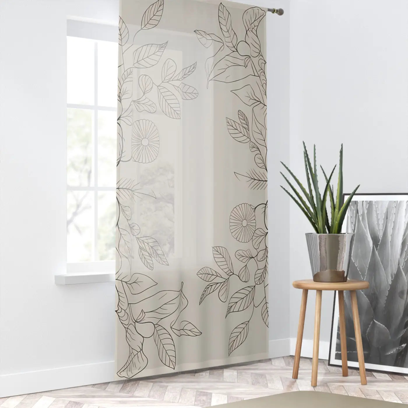 Flower Sketch Window Curtains - Elegant Home Decor - DipaliZ