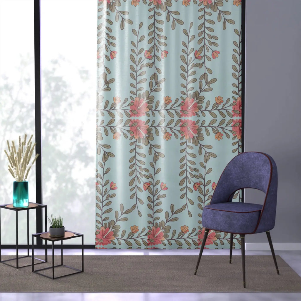 Flower Vines Window Curtains - Nature Inspired Design - DipaliZ