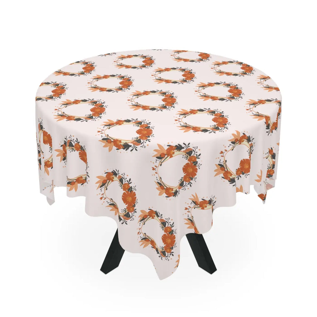 Pink Tablecloth - Flower Wreath One Sided Print - DipaliZ