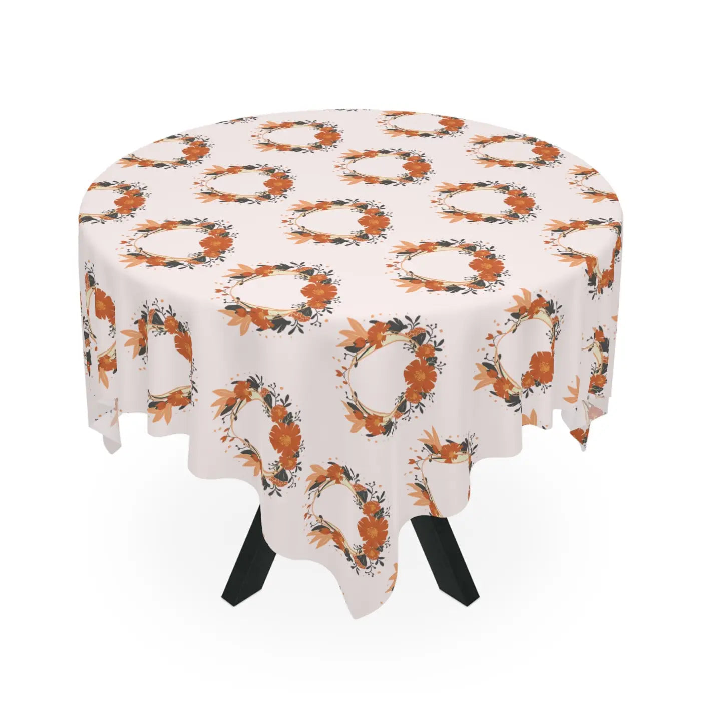 Pink Tablecloth - Flower Wreath One Sided Print - DipaliZ
