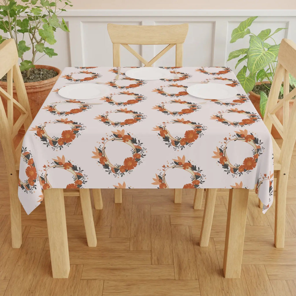 Pink Tablecloth - Flower Wreath One Sided Print - DipaliZ