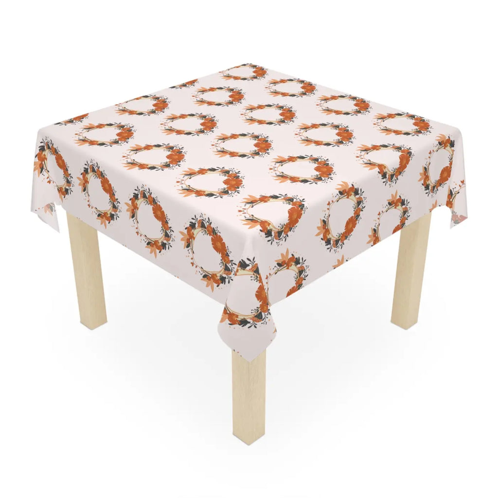 Pink Tablecloth - Flower Wreath One Sided Print - DipaliZ