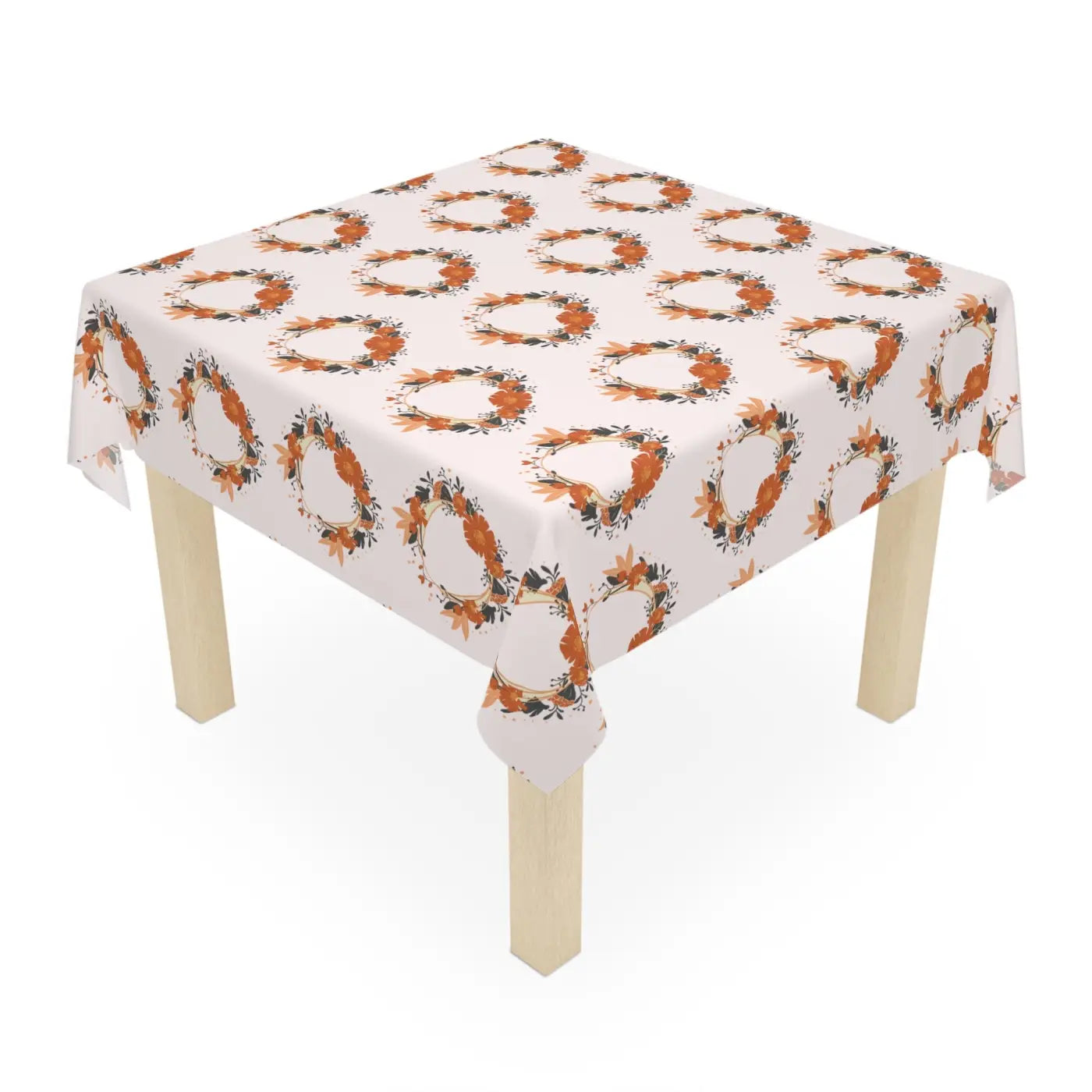 Pink Tablecloth - Flower Wreath One Sided Print - DipaliZ
