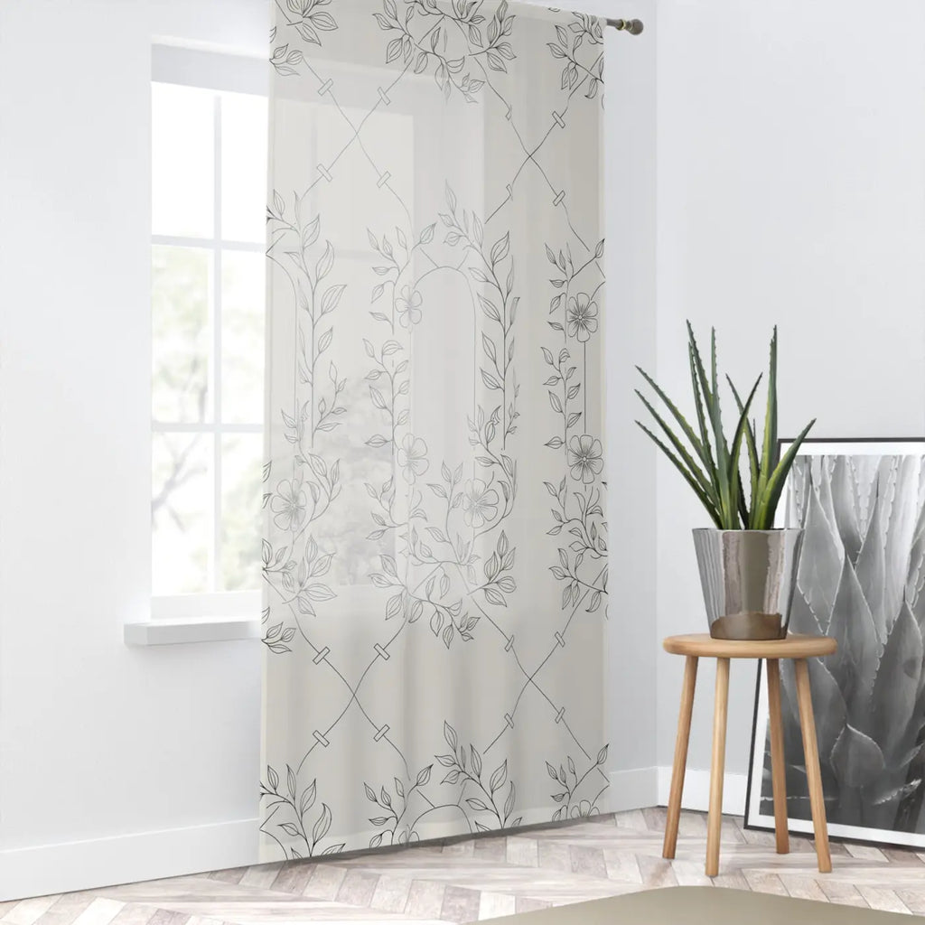 Stylish Flower Sketch Window Curtains - Home Decor - DipaliZ