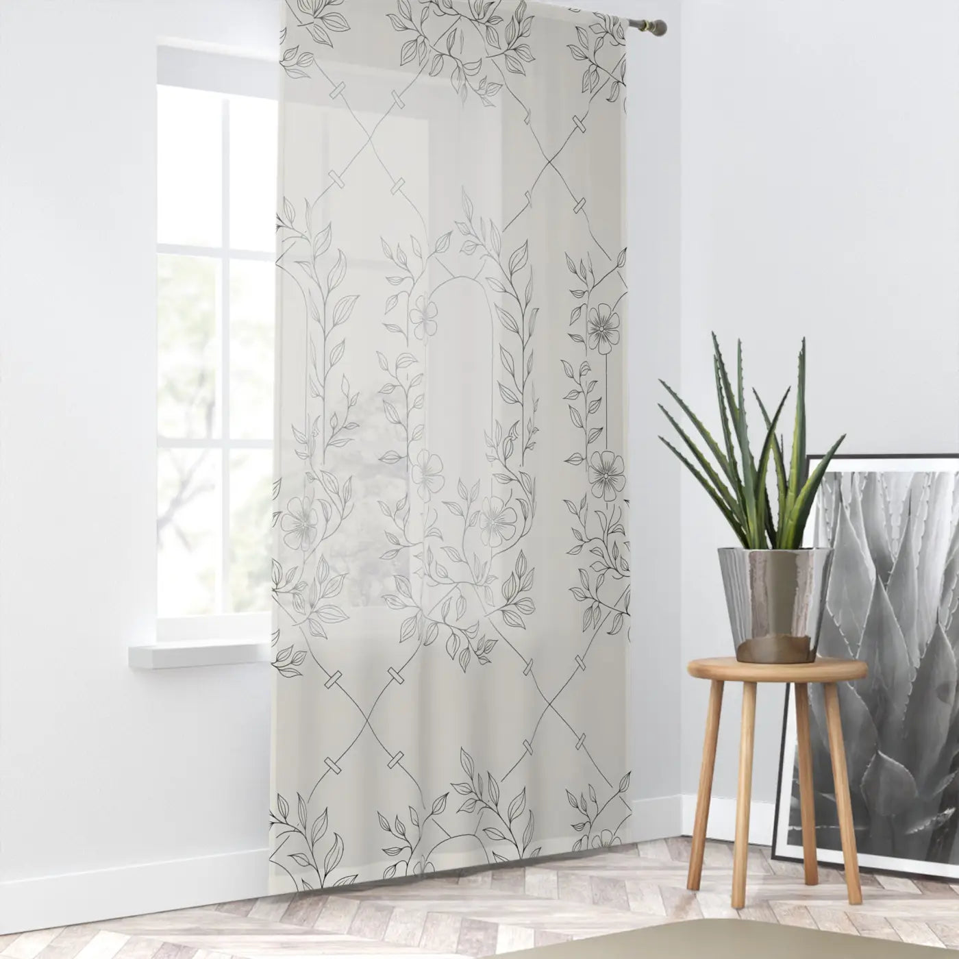 Stylish Flower Sketch Window Curtains - Home Decor - DipaliZ