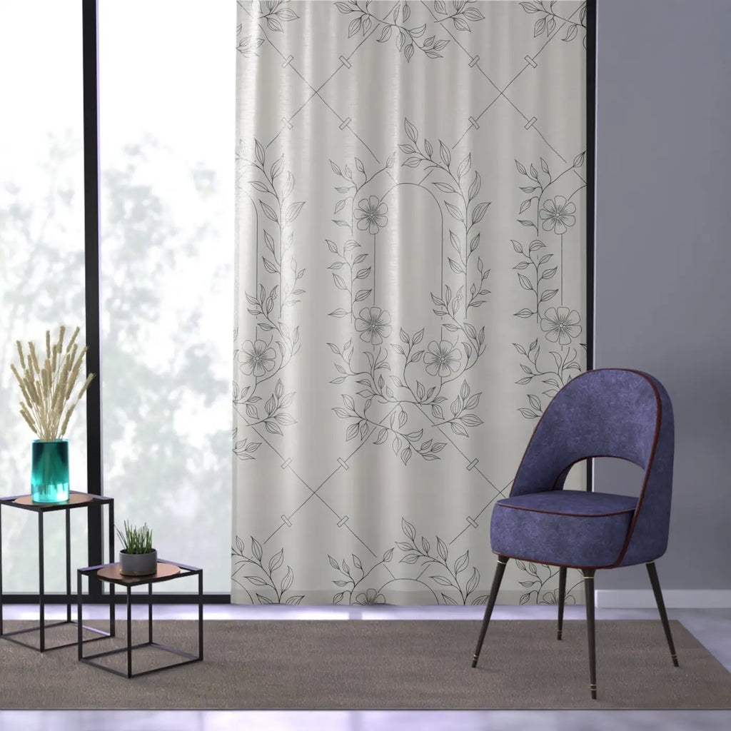 Stylish Flower Sketch Window Curtains - Home Decor - DipaliZ