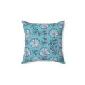 Flowers On Blue Throw Pillow - Spun Polyester Square - DipaliZ
