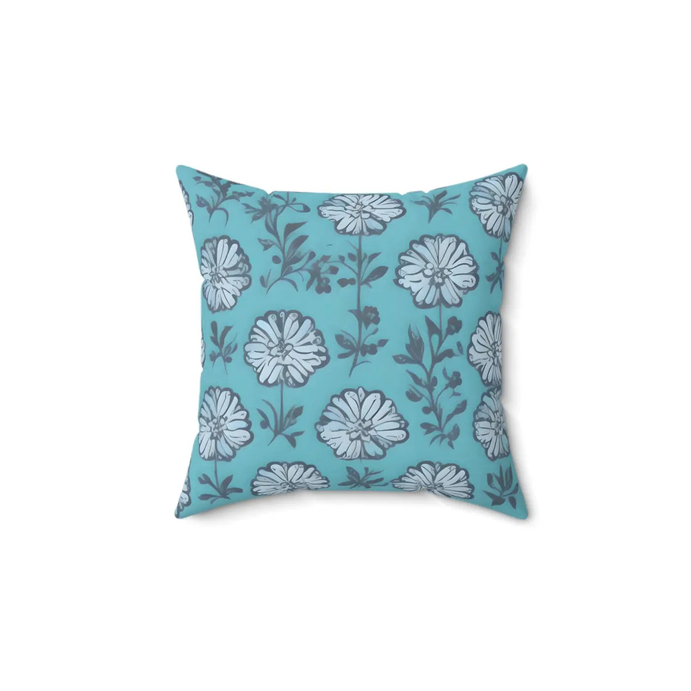 Flowers On Blue Throw Pillow - Spun Polyester Square - DipaliZ