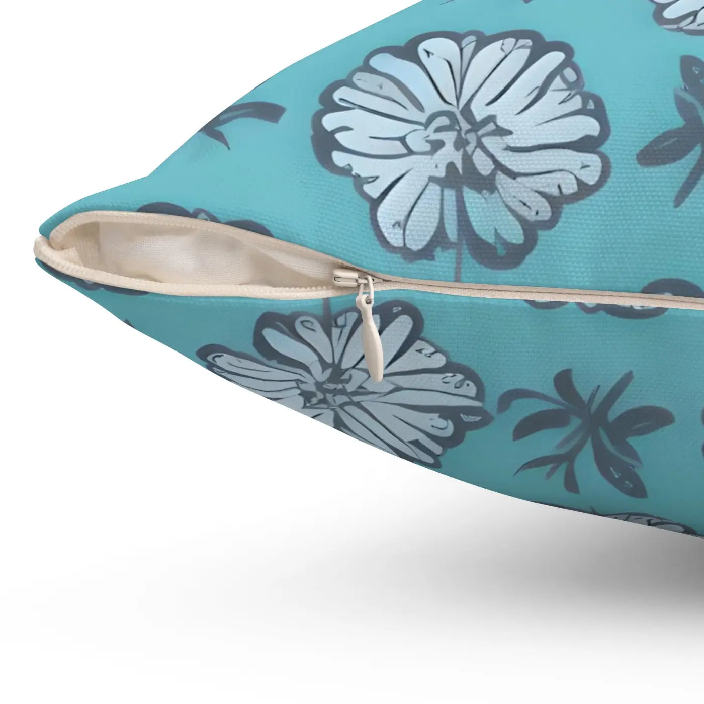Flowers On Blue Throw Pillow - Spun Polyester Square - DipaliZ
