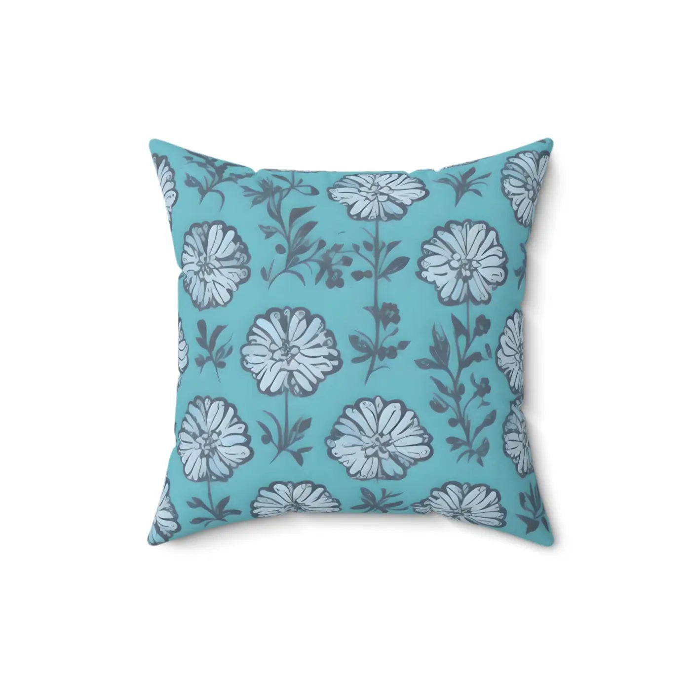 Flowers On Blue Throw Pillow - Spun Polyester Square - DipaliZ