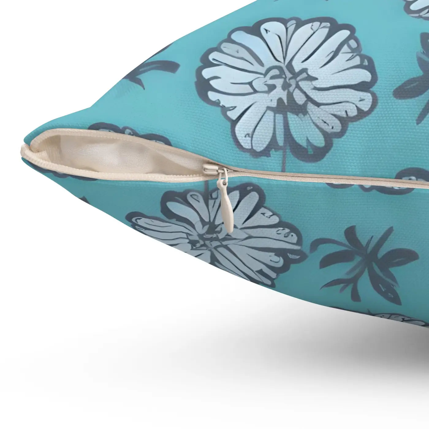Flowers On Blue Throw Pillow - Spun Polyester Square - DipaliZ