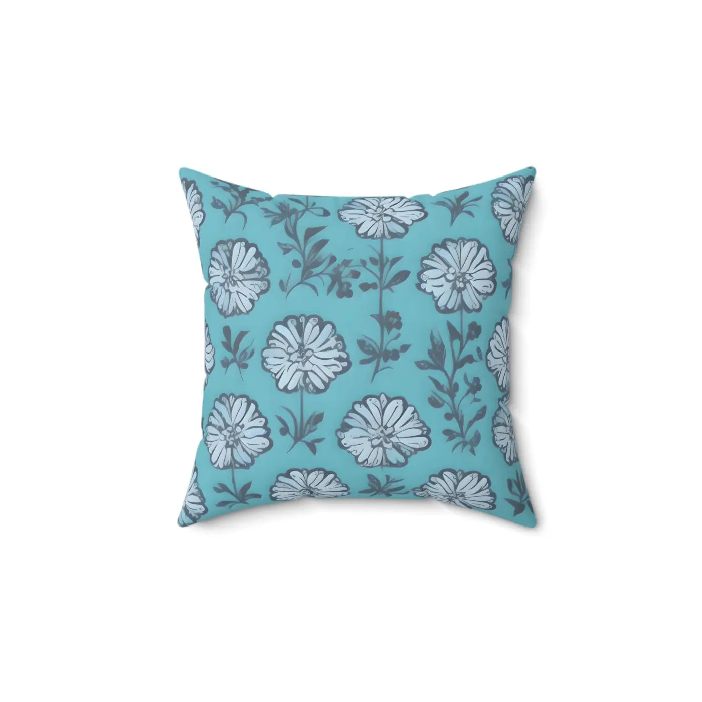 Flowers On Blue Throw Pillow - Spun Polyester Square - DipaliZ