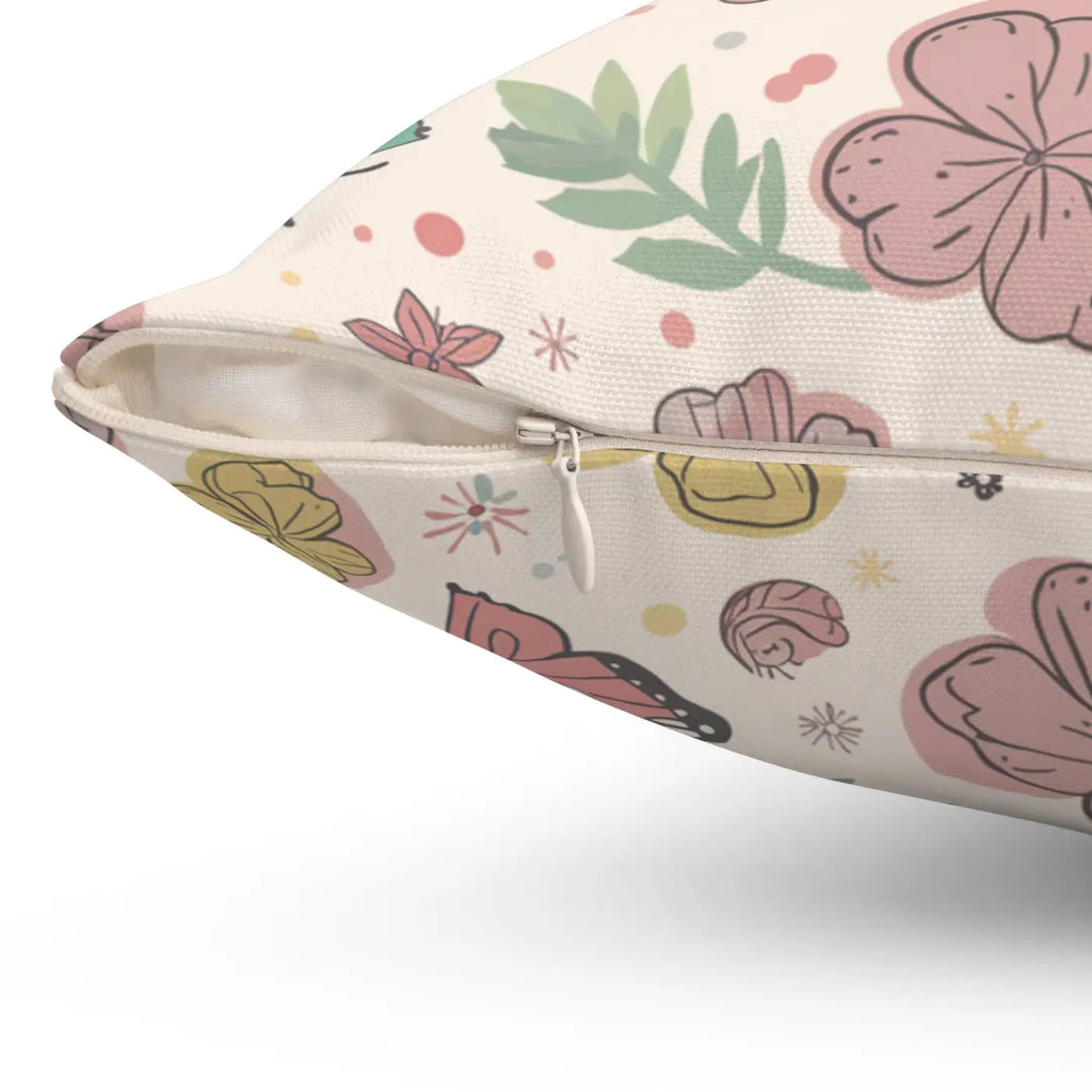 Flowers and Butterflies Throw Pillow - Eco-Friendly Gifts - DipaliZ
