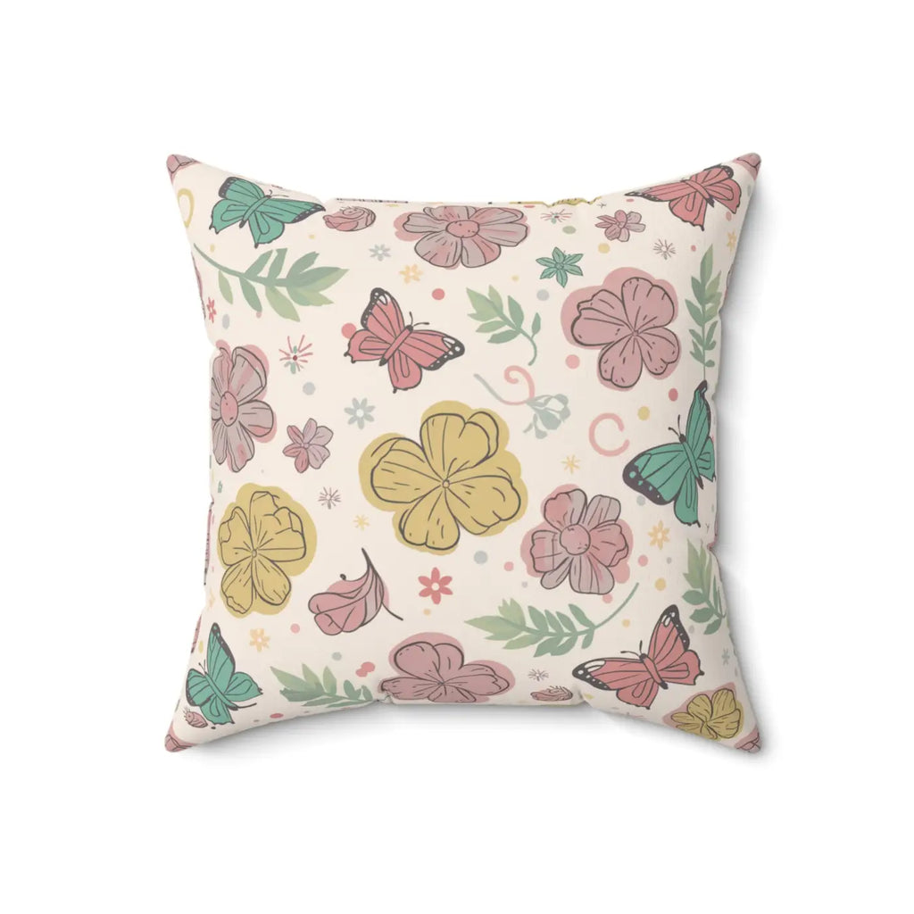Flowers and Butterflies Throw Pillow - Eco-Friendly Gifts - DipaliZ