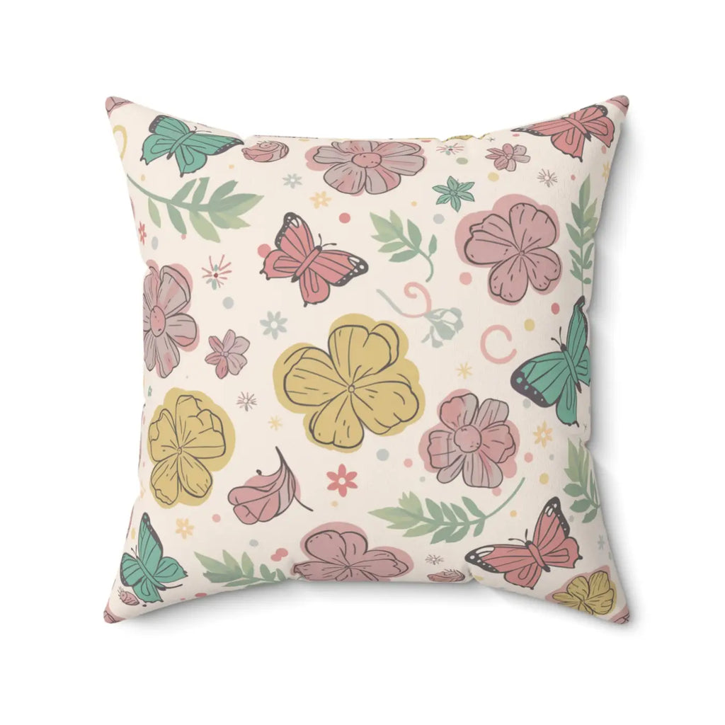 Flowers and Butterflies Throw Pillow - Eco-Friendly Gifts - DipaliZ