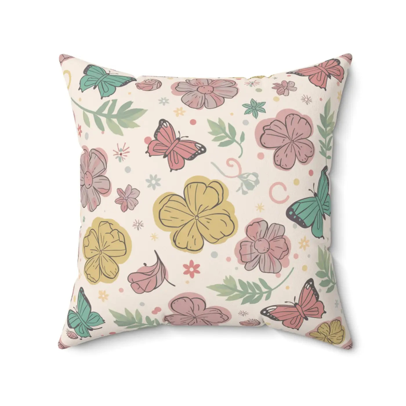 Flowers and Butterflies Throw Pillow - Eco-Friendly Gifts - DipaliZ