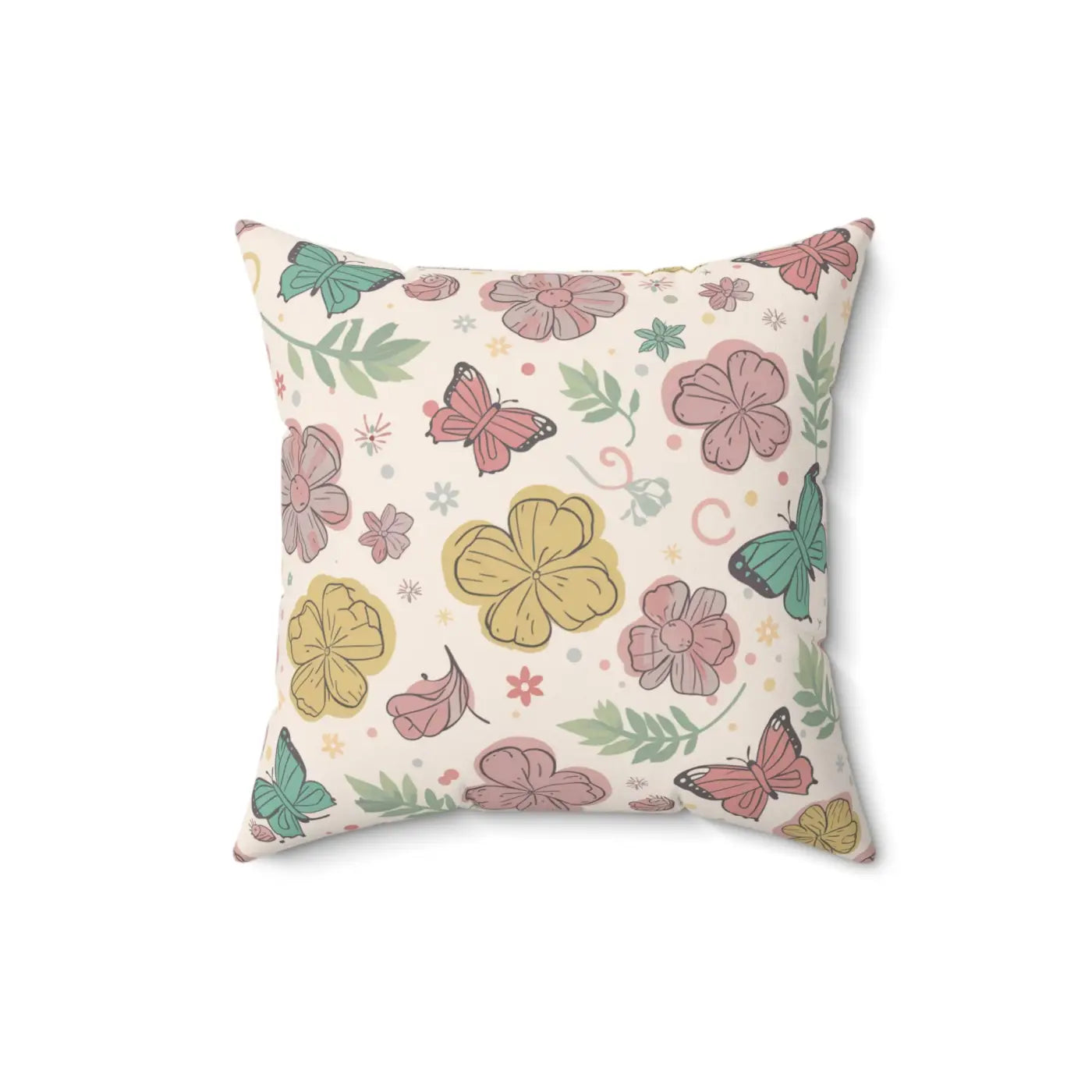 Flowers and Butterflies Throw Pillow - Eco-Friendly Gifts - DipaliZ