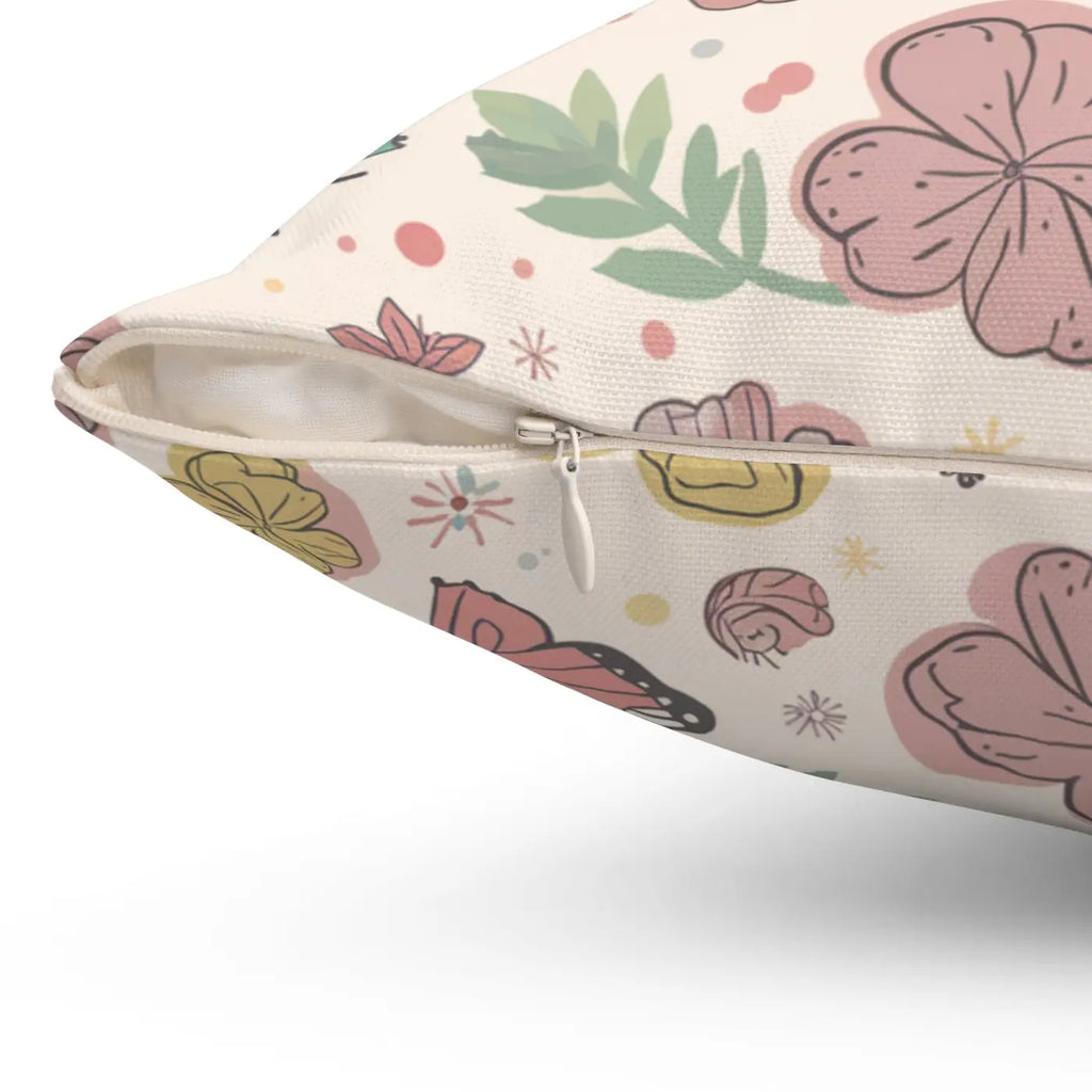 Flowers and Butterflies Throw Pillow - Eco-Friendly Gifts - DipaliZ