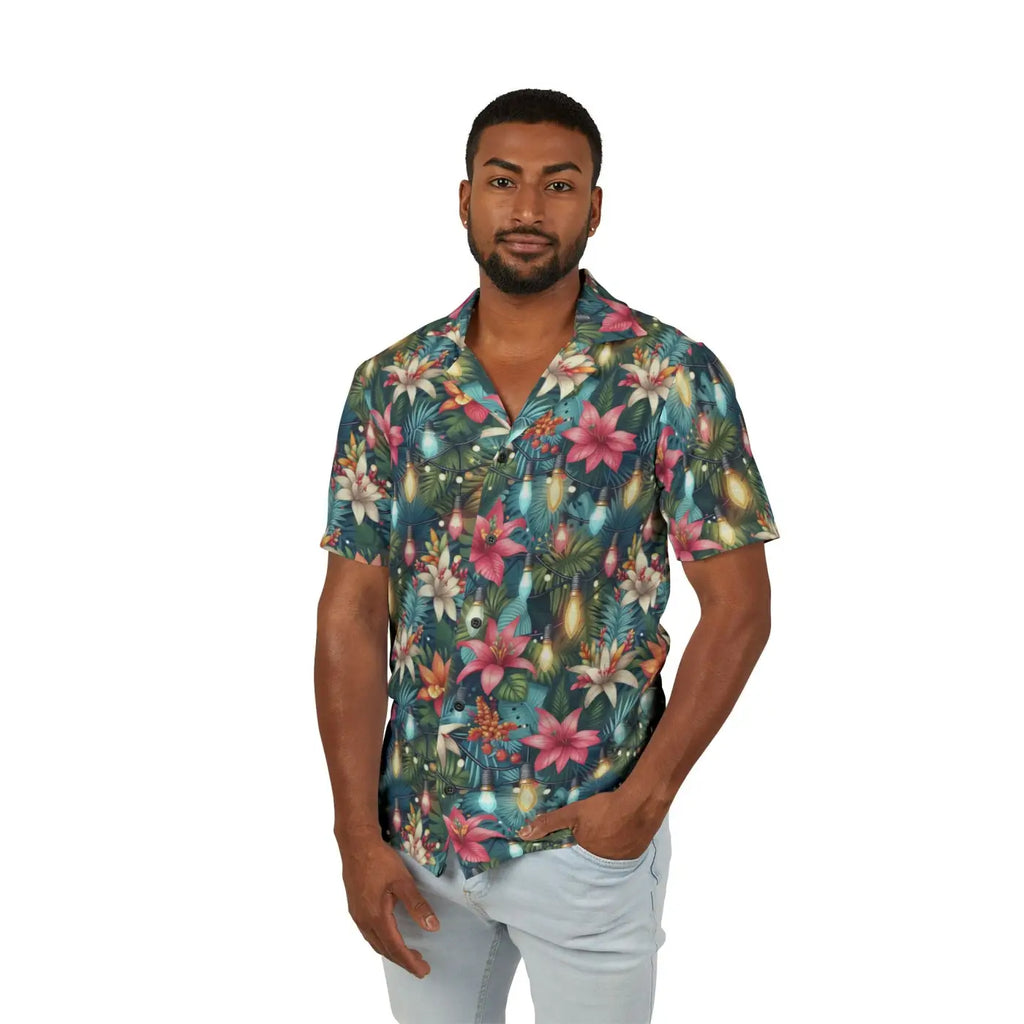 Festive Hawaiian Camp Shirt - Christmas Holiday Style - DipaliZ