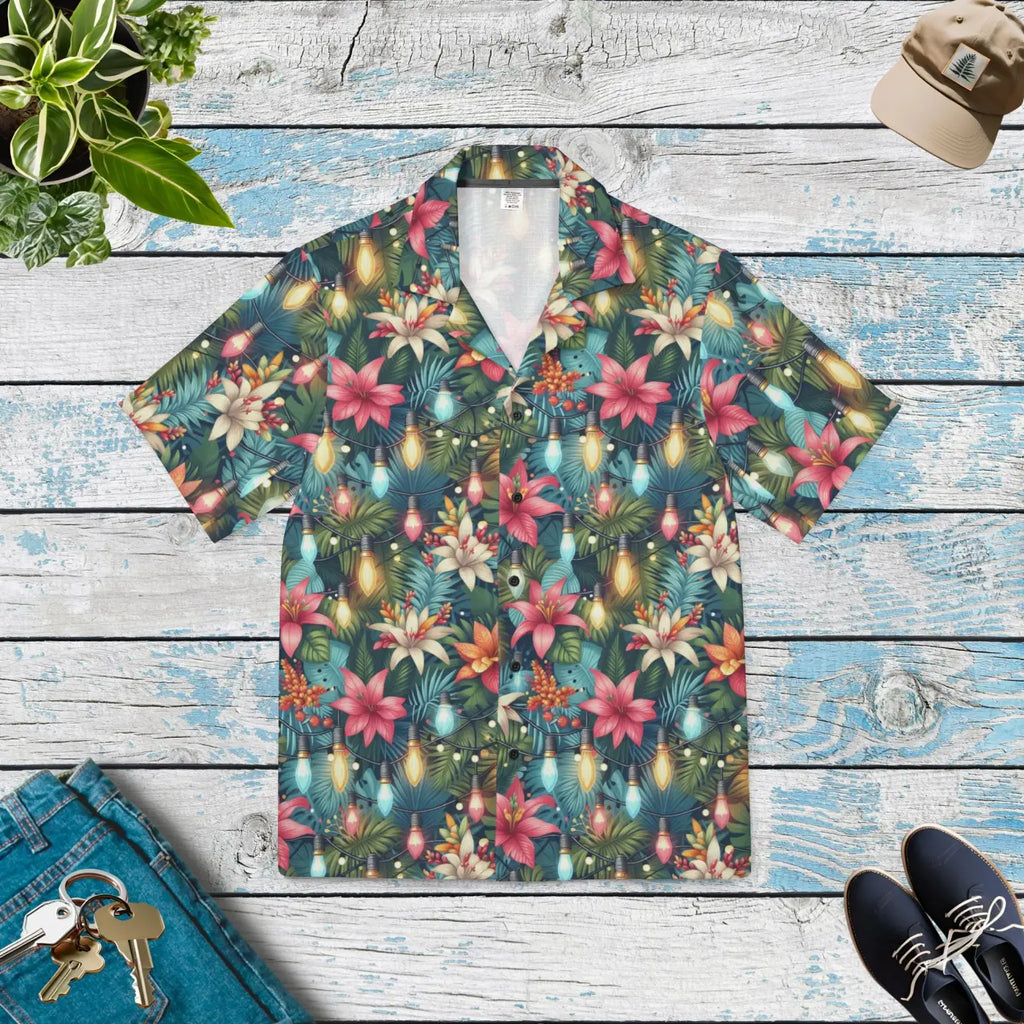Festive Hawaiian Camp Shirt - Christmas Holiday Style - DipaliZ