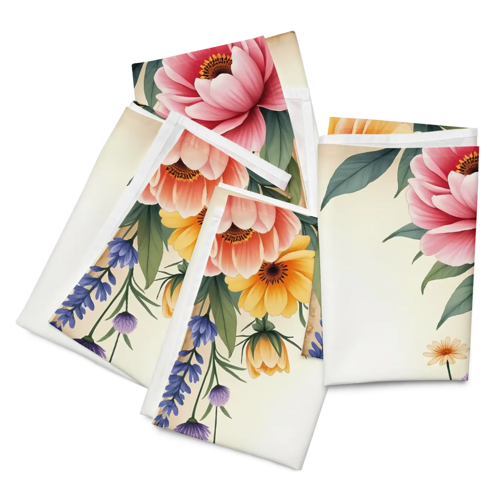 Cloth Napkin Set - Floral Corners Soft Dining Upgrade - DipaliZ
