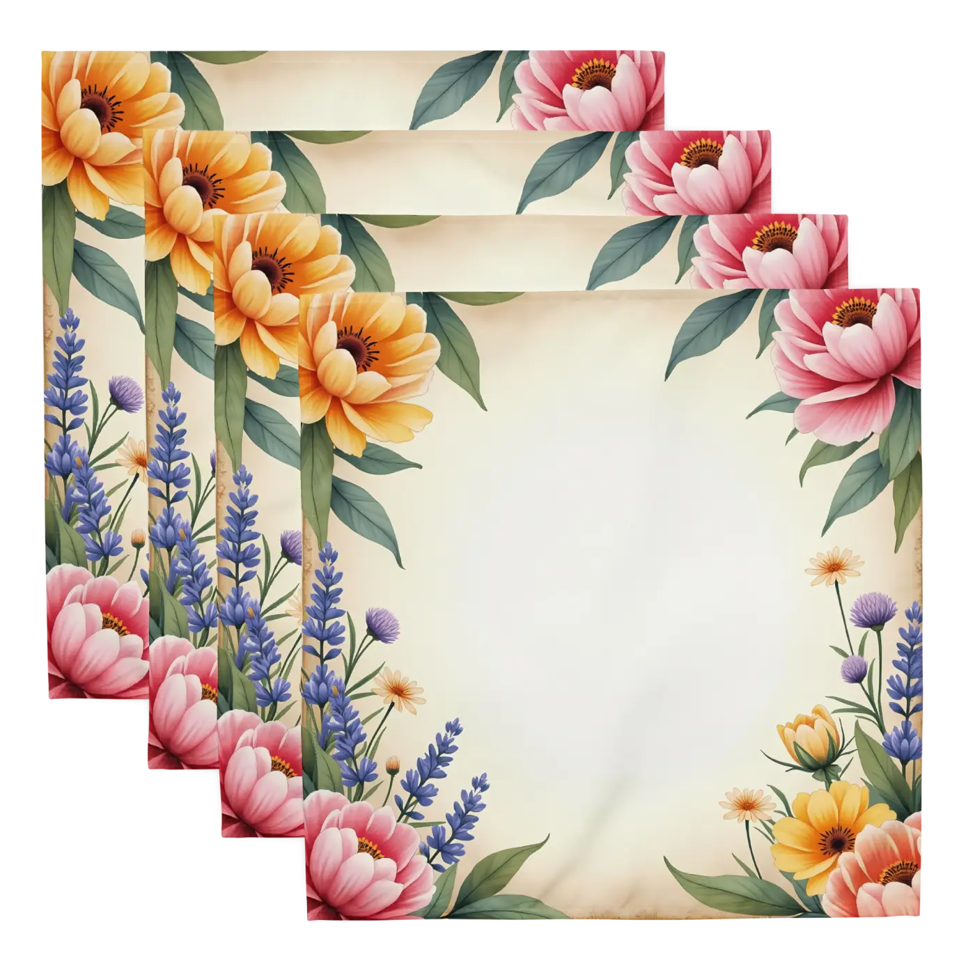 Cloth Napkin Set - Floral Corners Soft Dining Upgrade - DipaliZ