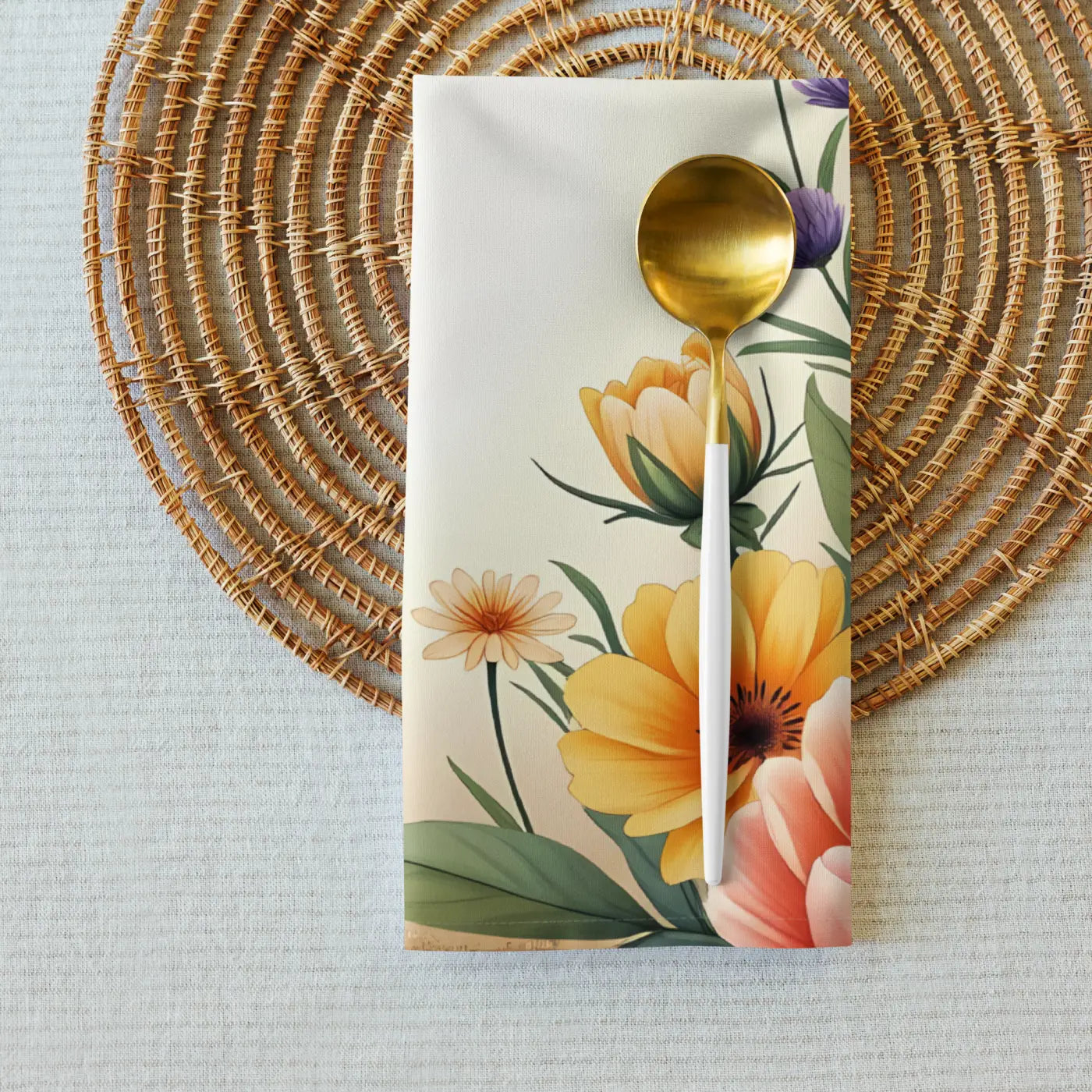 Cloth Napkin Set - Floral Corners Soft Dining Upgrade - DipaliZ