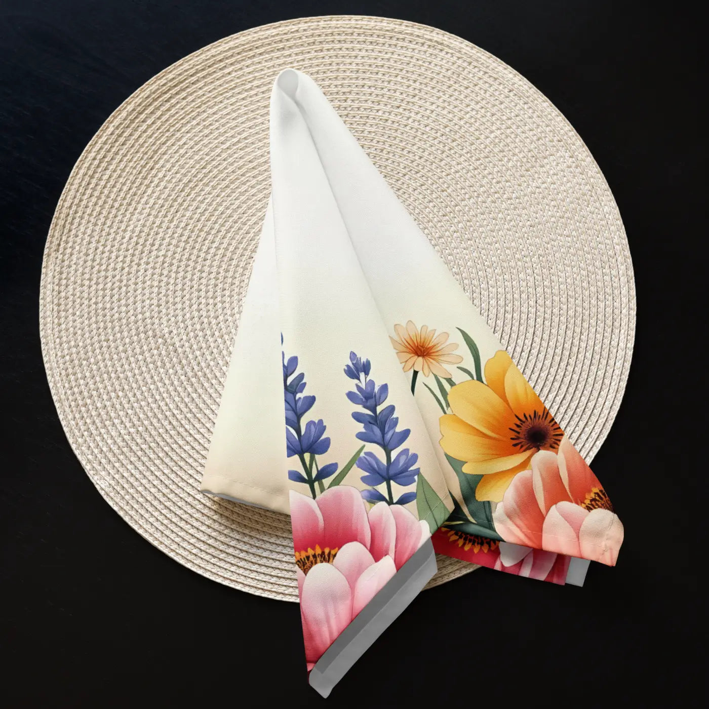 Cloth Napkin Set - Floral Corners Soft Dining Upgrade - DipaliZ