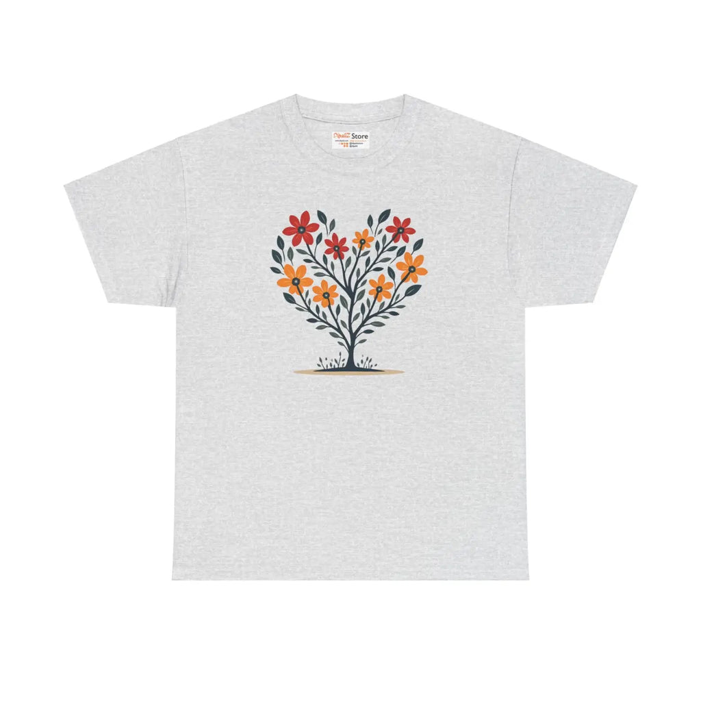 Heart Heavy Cotton Tee - Flowers and Comfort Style - DipaliZ