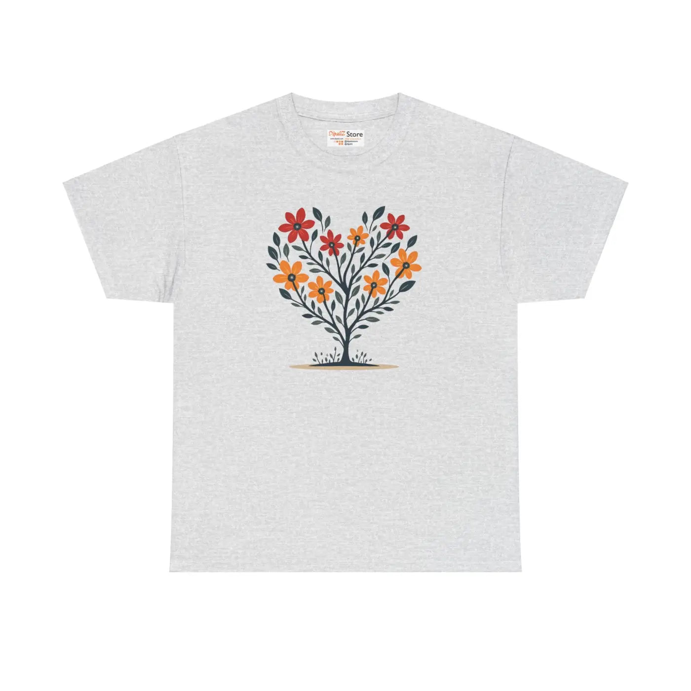 Heart Heavy Cotton Tee - Flowers and Comfort Style - DipaliZ