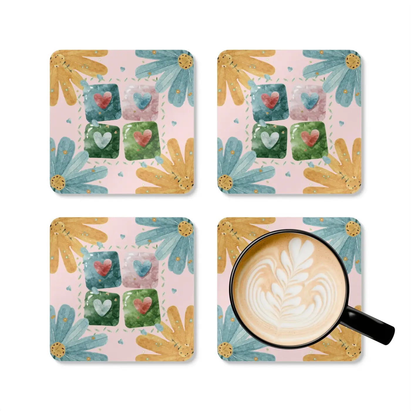 Hearts Corkwood Coaster Set - Eco-Friendly Gifts - DipaliZ