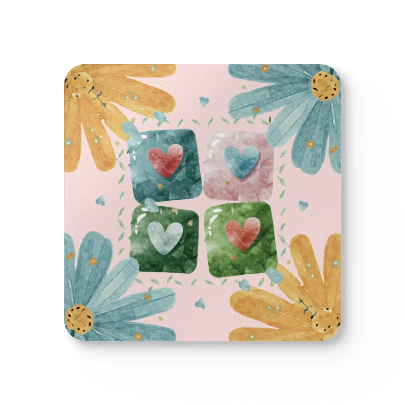 Hearts Corkwood Coaster Set - Eco-Friendly Gifts - DipaliZ