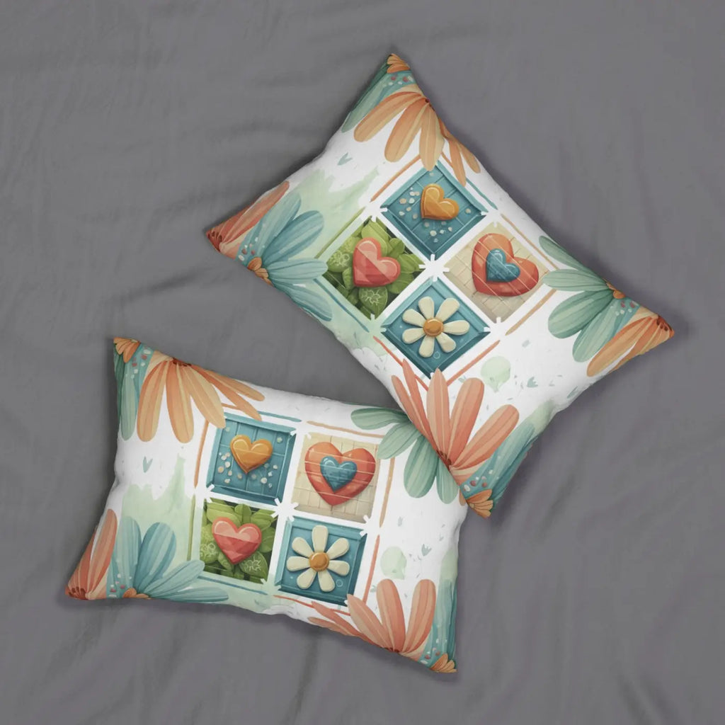 Hearts Lumbar Pillow - Spun Polyester Elegant Design - DipaliZ
