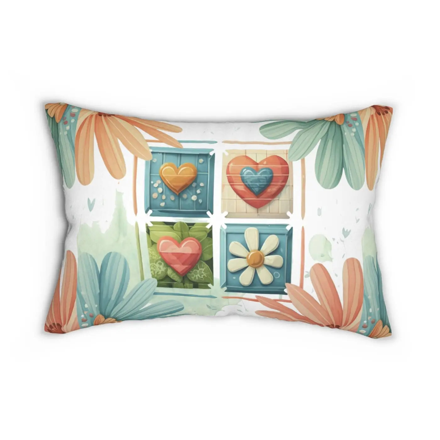 Hearts Lumbar Pillow - Spun Polyester Elegant Design - DipaliZ