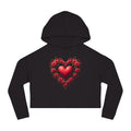 Cropped Hooded Sweatshirt - Floral Hearts Design - DipaliZ