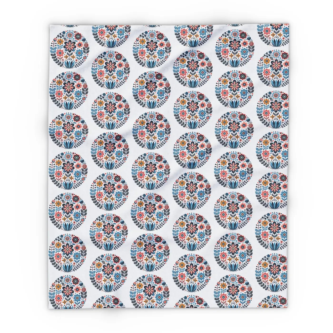 Vibrant Flowers Inside Circles Arctic Fleece Blanket - DipaliZ