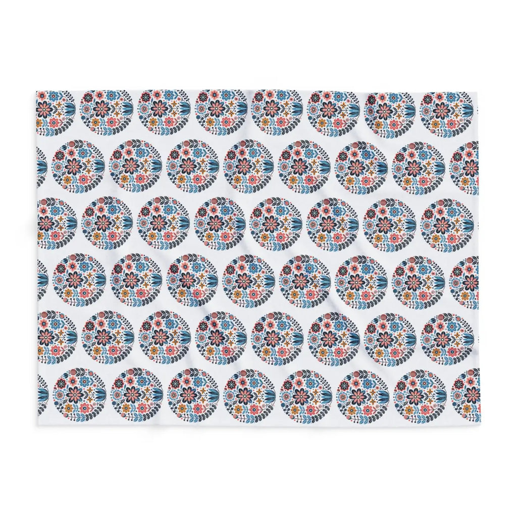 Vibrant Flowers Inside Circles Arctic Fleece Blanket - DipaliZ