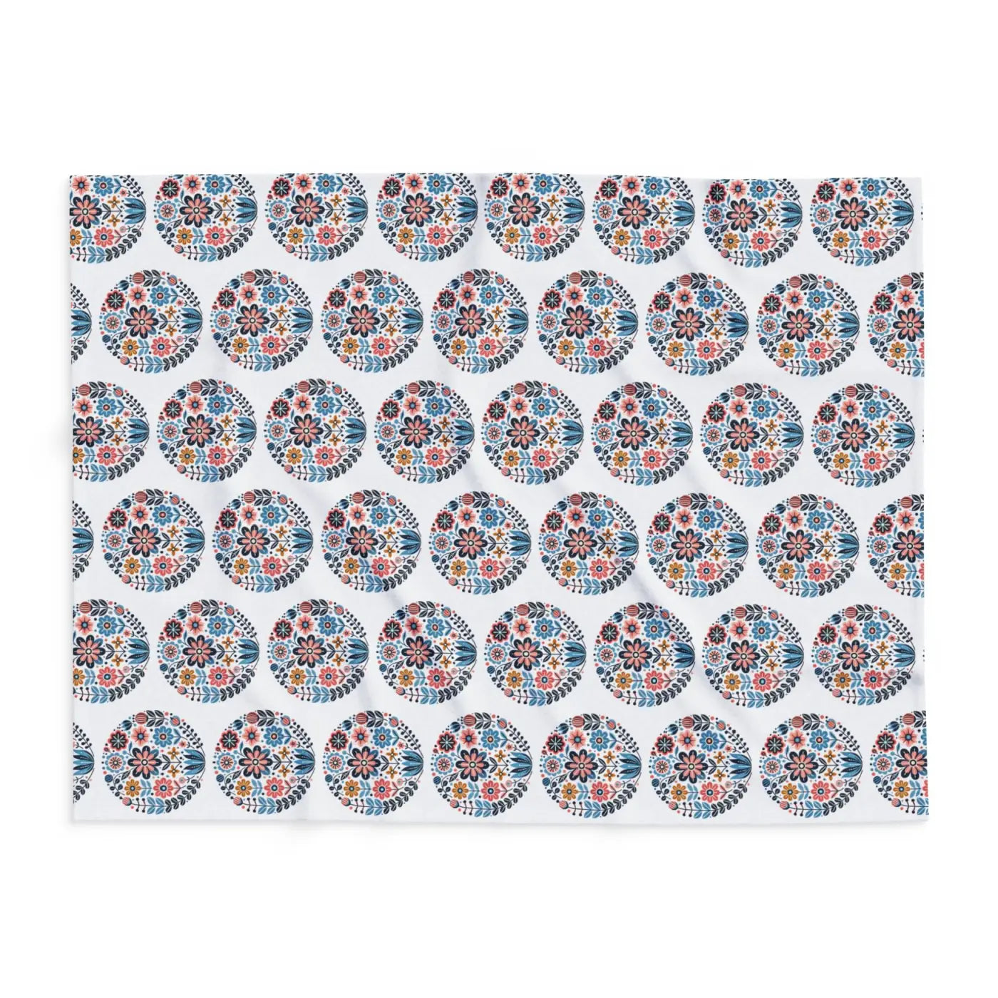 Vibrant Flowers Inside Circles Arctic Fleece Blanket - DipaliZ