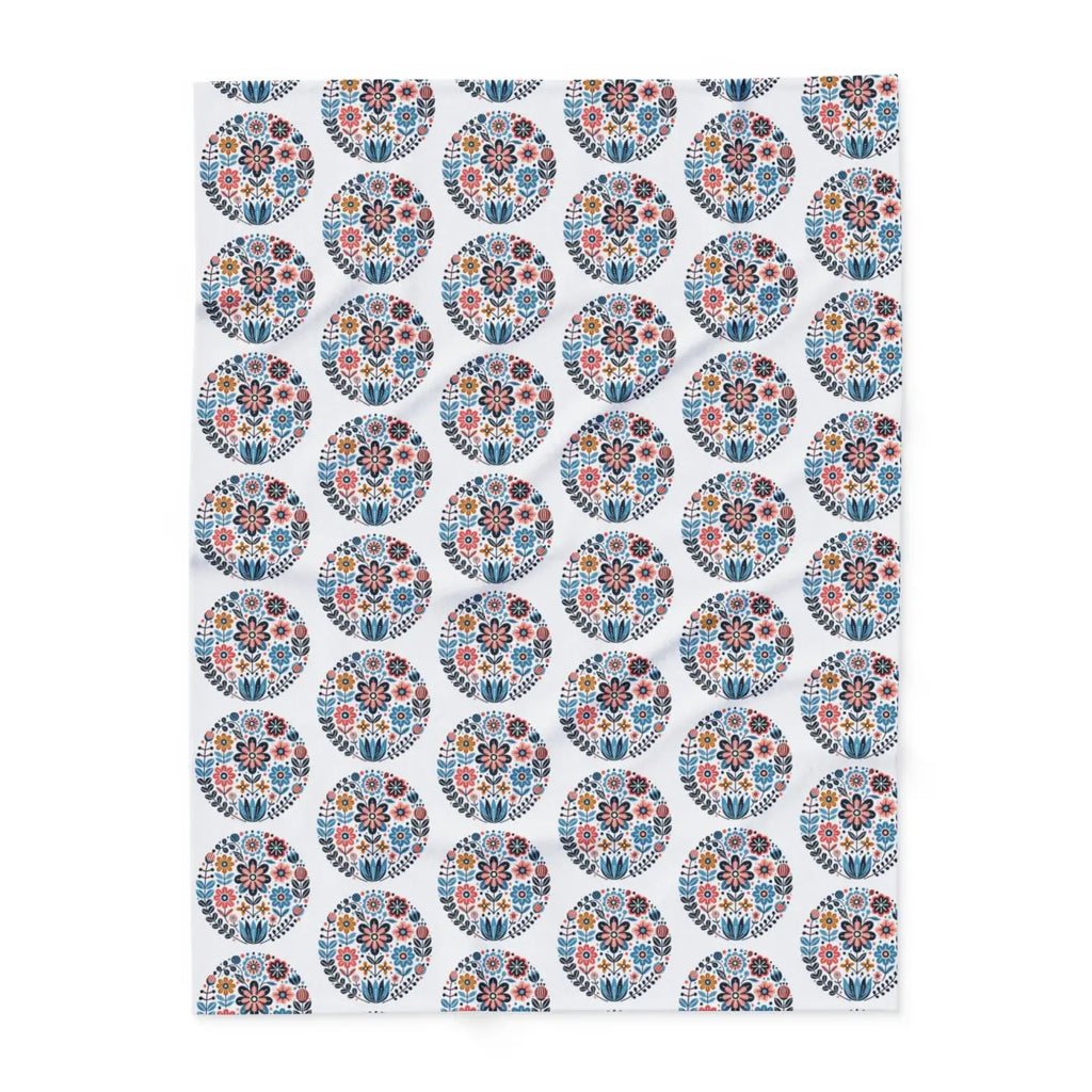 Vibrant Flowers Inside Circles Arctic Fleece Blanket - DipaliZ