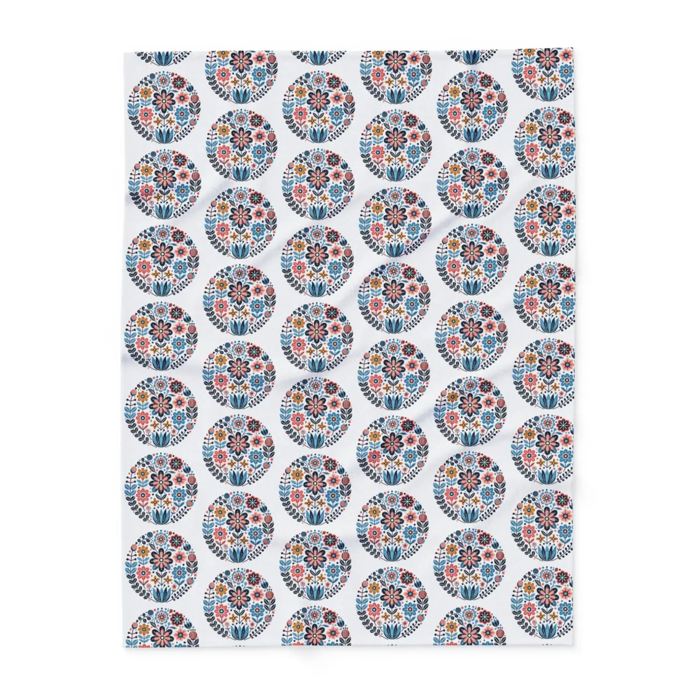 Vibrant Flowers Inside Circles Arctic Fleece Blanket - DipaliZ