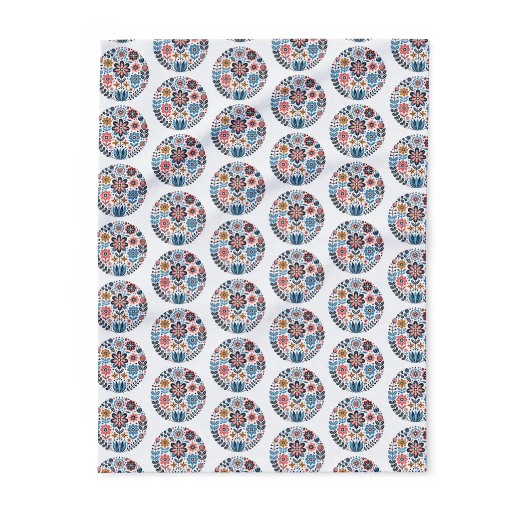 Vibrant Flowers Inside Circles Arctic Fleece Blanket - DipaliZ