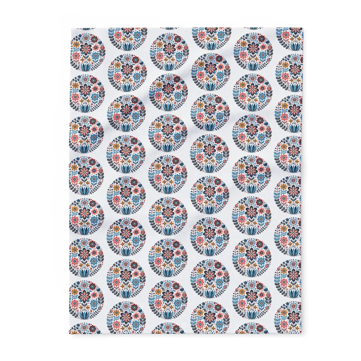 Vibrant Flowers Inside Circles Arctic Fleece Blanket - DipaliZ