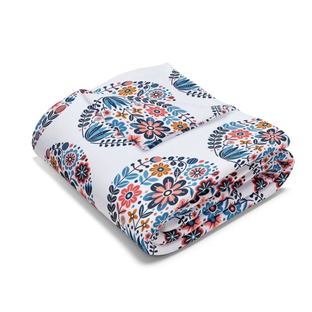 Vibrant Flowers Inside Circles Arctic Fleece Blanket - DipaliZ